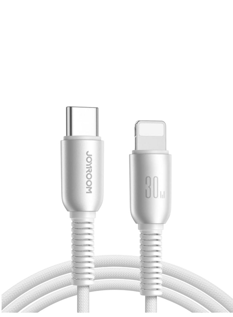 JOYROOM Type-C To Lightning 30W Fast Charging Data Cable 1.2M Light Grey - Image 1