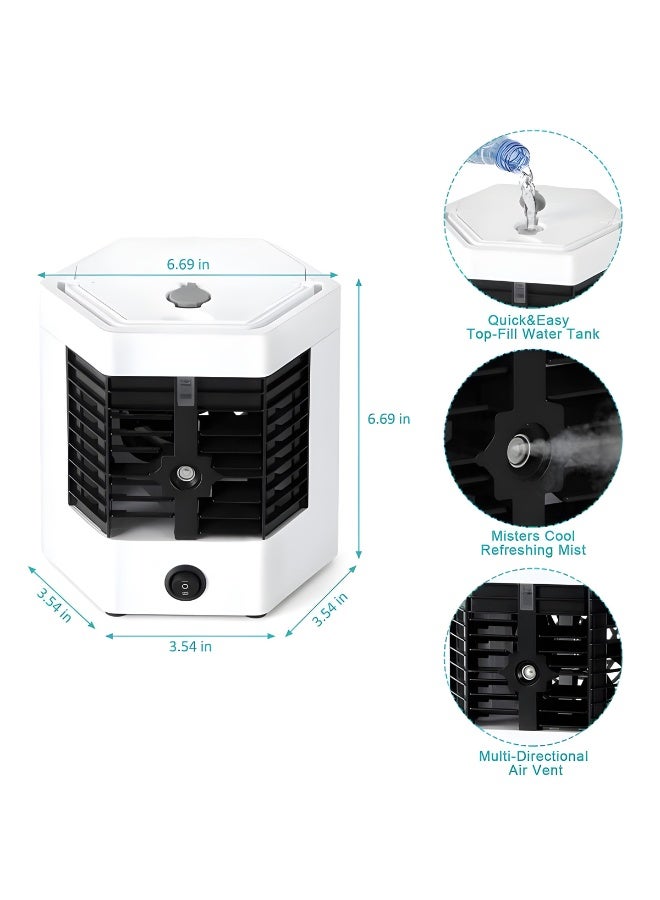 KW-52500 Portable Air Cooler 3-in-1 Personal Air Cooling Fan with Humidifier & Purifier Ultrasonic Mist, Top-Fill Water Tank, Ice Chamber, Adjustable Air Vents, 120° Wide Angle Airflow, USB Powered Mini AC for Home Office Bedroom Camping - Image 3