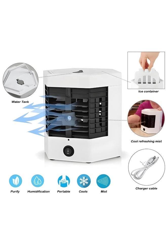 KW-52500 Portable Air Cooler 3-in-1 Personal Air Cooling Fan with Humidifier & Purifier Ultrasonic Mist, Top-Fill Water Tank, Ice Chamber, Adjustable Air Vents, 120° Wide Angle Airflow, USB Powered Mini AC for Home Office Bedroom Camping - Image 4