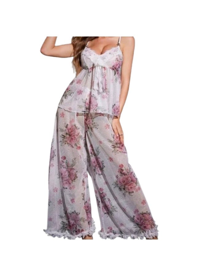 Women's tulle pajama lingerie with lace trim - comfortable feminine sleepwear - Image 3