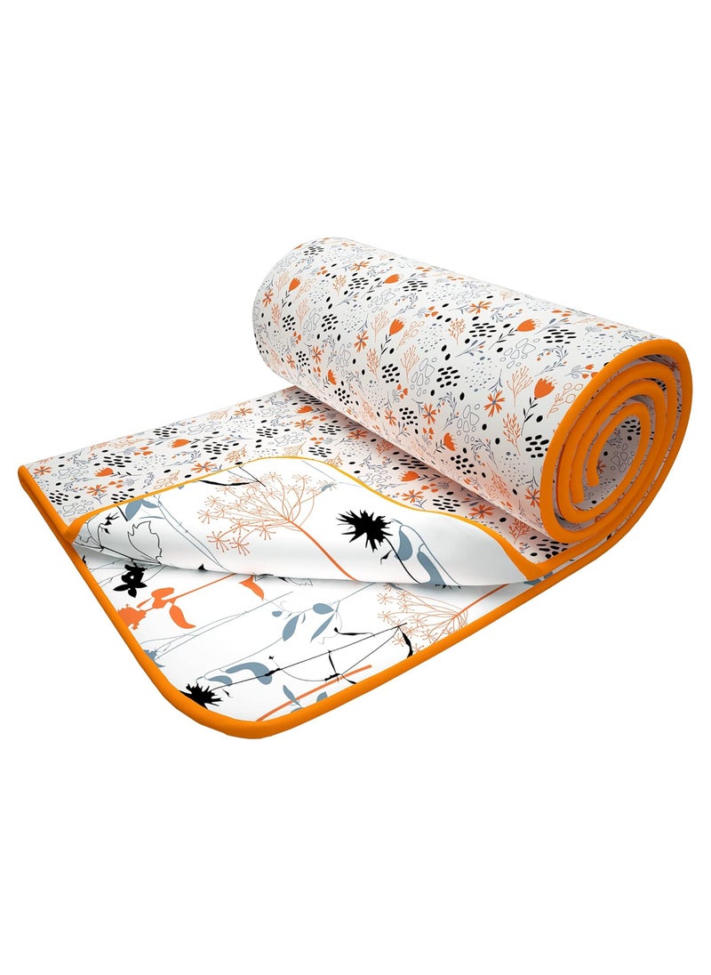 Story@Home - Story@Home Dohar Set of 2 | Super Soft Pure Cotton Dohar – 150 GSM | 144x220cm | Grey & Yellow Blanket Floral Design | Reversible AC Dohar Single Bed | Single Bed Blanket for All-Season Bedding - Image 1