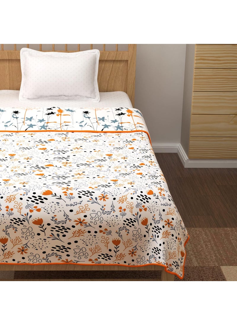 Story@Home - Story@Home Dohar Set of 2 | Super Soft Pure Cotton Dohar – 150 GSM | 144x220cm | Grey & Yellow Blanket Floral Design | Reversible AC Dohar Single Bed | Single Bed Blanket for All-Season Bedding - Image 1