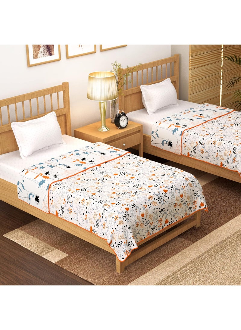 Story@Home - Story@Home Dohar Set of 2 | Super Soft Pure Cotton Dohar – 150 GSM | 144x220cm | Grey & Yellow Blanket Floral Design | Reversible AC Dohar Single Bed | Single Bed Blanket for All-Season Bedding - Image 1