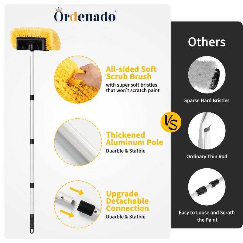 Ordenado 62" Car Wash Brush with Long Handle, Soft Bristle Car Cleaning Brush Supplies, Snow Brushes for Washing Exterior, Cars Washing Brushes Scratch-Free Wash Mop Kit, Universal for RV Truck SUV - Image 3