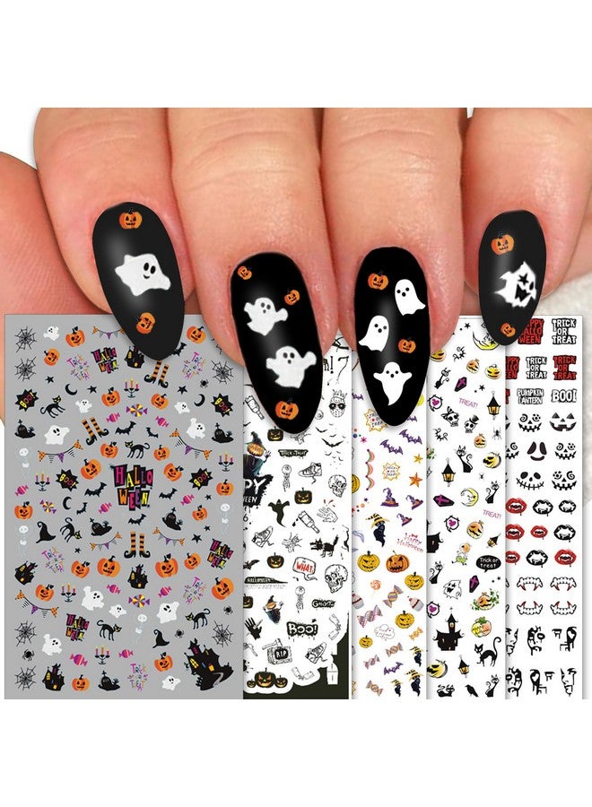 TailaiMei 1500 Pcs Halloween Nail Decals Stickers, 12 Sheets Self Adhesive Diy Nail Art Tips Stencil For Halloween Party, Include Pumpkin/Bat/Ghost/Witch Etc - Image 1