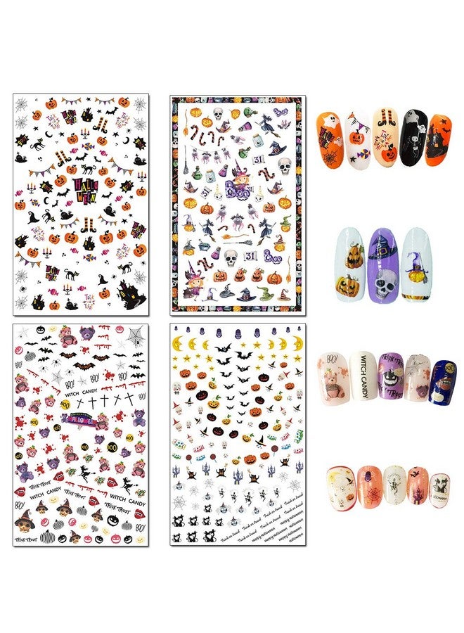 TailaiMei 1500 Pcs Halloween Nail Decals Stickers, 12 Sheets Self Adhesive Diy Nail Art Tips Stencil For Halloween Party, Include Pumpkin/Bat/Ghost/Witch Etc - Image 5