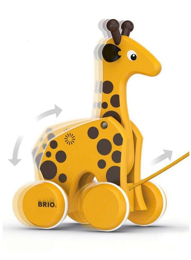 Brio BRIO 30200 Infant & Toddler - Pull Along Giraffe Wood Baby Toy with Bobbing Head for Kids Ages 1 and up, Yellow/Brown  - Image 4