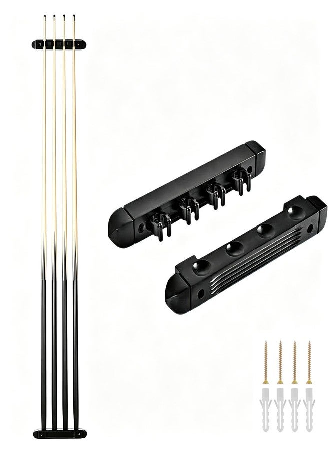 Sinkkuma Wooden Billiard Cue Sticks Rack,2-Piece 4/6/8 Billiard Pool Cue Rack Wall Mounted Holders (Black, 4 cue) - Image 1
