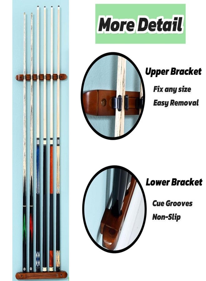Sinkkuma Wooden Billiard Cue Sticks Rack,2-Piece 4/6/8 Billiard Pool Cue Rack Wall Mounted Holders (Black, 4 cue) - Image 3