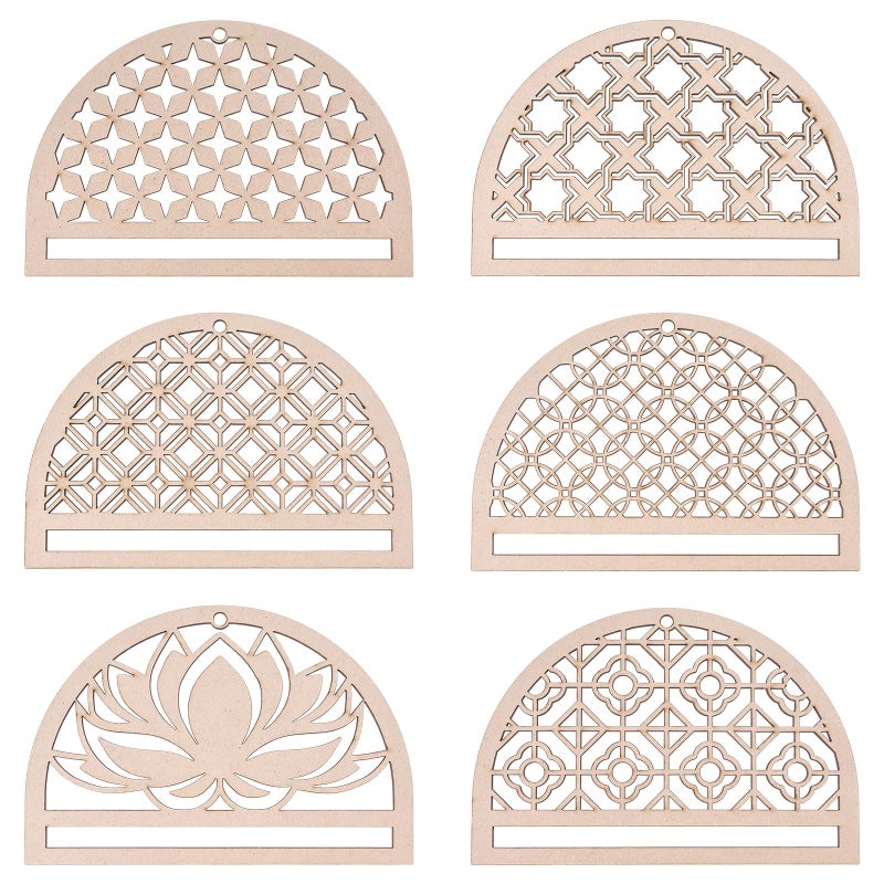 FREEBLOSS 6Pcs Mandala Macrame Frame Lotus Macrame Hanging Supplies Wood Dreamcatcher Frame Nature Wooden Hoop for Macrame Wall Hangings DIY Macrame Kit Craft Supplies Home Decor - Image 1