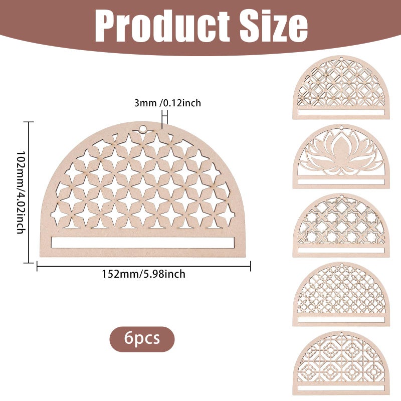 FREEBLOSS 6Pcs Mandala Macrame Frame Lotus Macrame Hanging Supplies Wood Dreamcatcher Frame Nature Wooden Hoop for Macrame Wall Hangings DIY Macrame Kit Craft Supplies Home Decor - Image 2