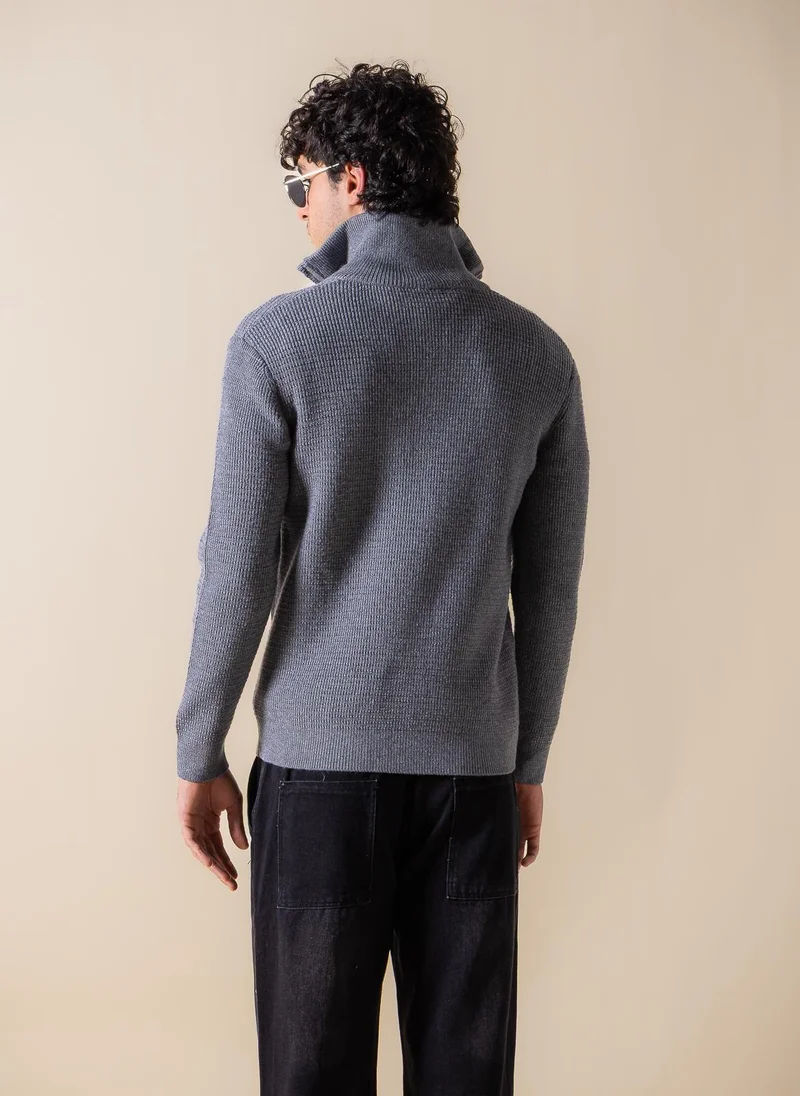SHAPES KNITTED QUARTER-ZIP JUMPER