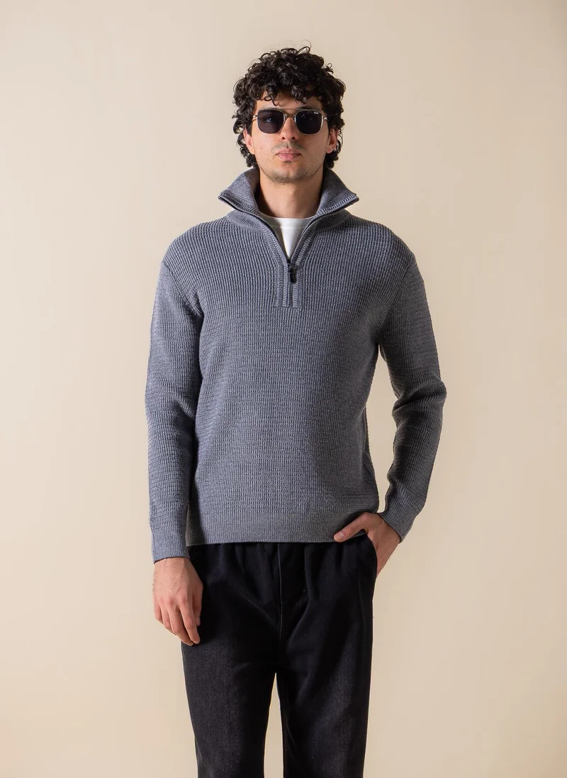 SHAPES KNITTED QUARTER-ZIP JUMPER