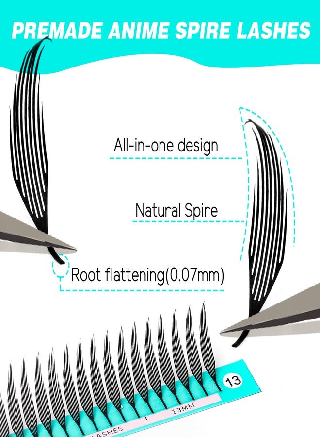VAVALASH Premade Anime Chunk Lash Extensions,Comic Spire Lashes 0.07 C/D Curl, Matte Black Manga Lash Look Eyelash Extensions,Professional Salon Use Premade Spire Lashes(0.07-D-8-15mm) - Image 4