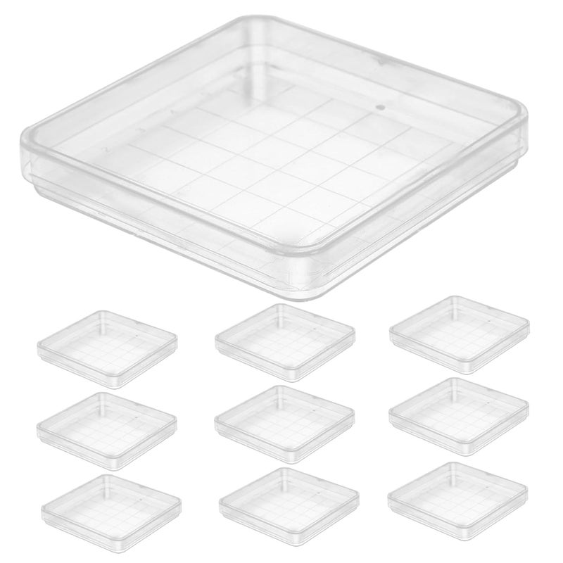 10Pcs Clear Square Petri Dishes With Lids For Microbiology Laboratory Culture - Image 1