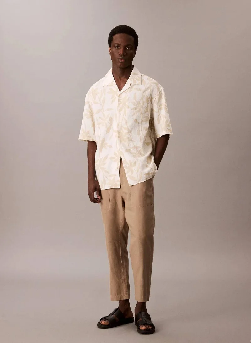 CALVIN KLEIN Linen Cotton Short Sleeve Shirt