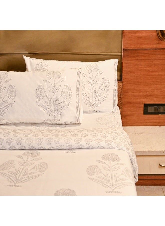 علامة ساراس ملاءة سرير من قماش بيركال قطني 100% بطبعة تراثية مع غطائين للوسادة - Image 2