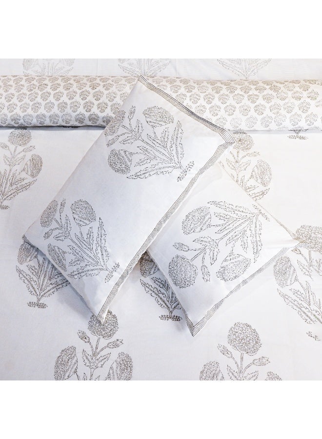 علامة ساراس ملاءة سرير من قماش بيركال قطني 100% بطبعة تراثية مع غطائين للوسادة - Image 3