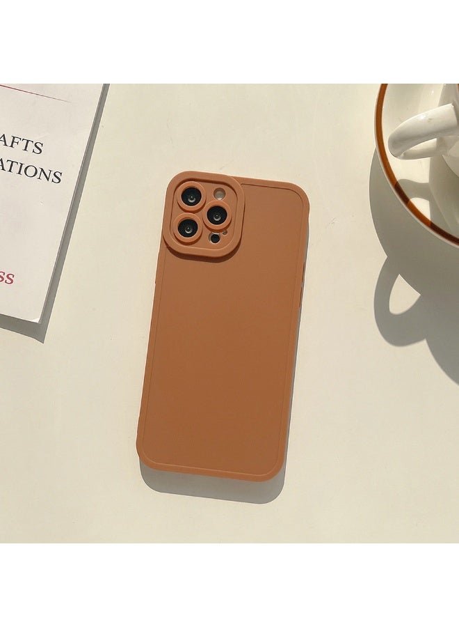 NIBEMINENT Matte Finish Solid Color Protective TPU Case Cover For iPhone 15, Brown