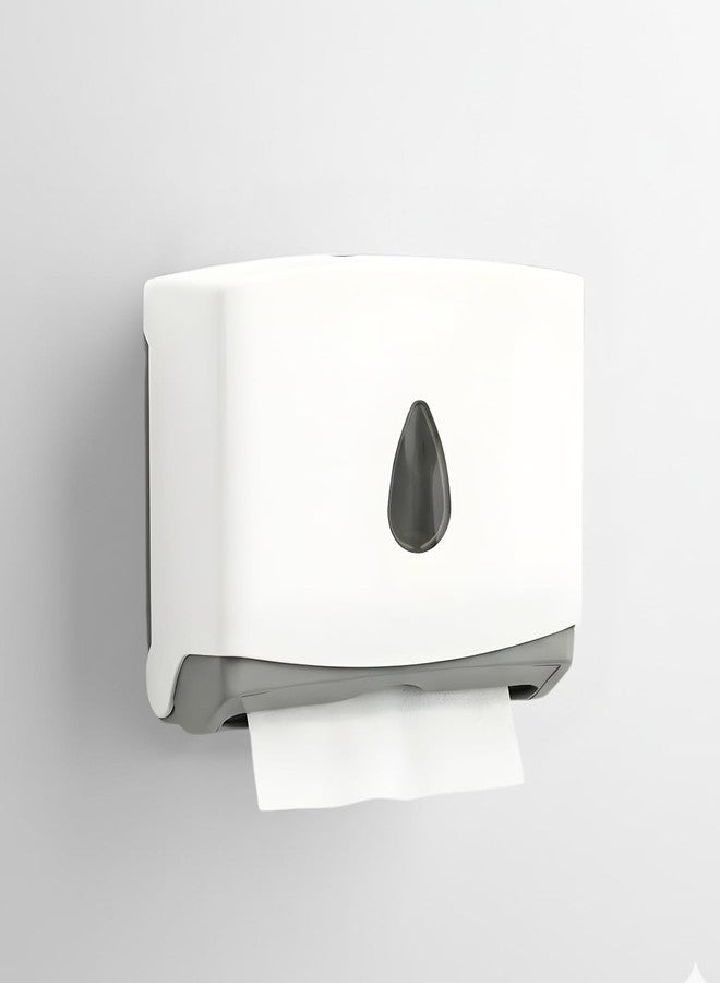 MDN Wall Mount Paper Towel Dispenser Multifold Tissue Paper Holder Made of ABS Plastic Tissue Holder for Bathroom Office Hotel School Commercial and Home Use, White - Image 1