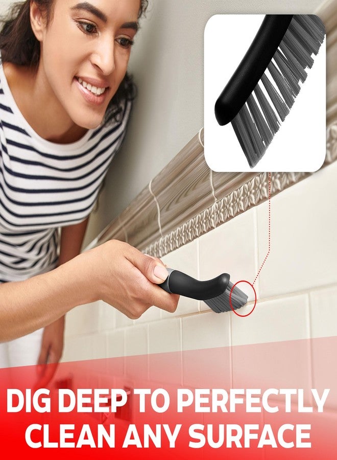 Trazon Scrub Brush Set of 6 pcs - Cleaning Shower Scrubbers with Squeegee for Shower Glass and Adhesive Wall Hooks Including Grout Cleaner Brush, Scrub Brushes for Cleaning Bathroom, Shower, Tile, Bathtub - Image 5