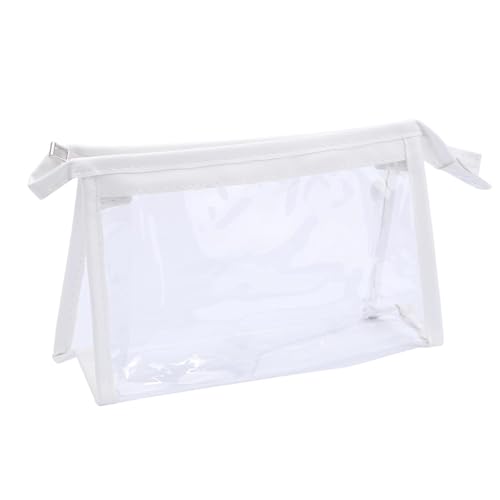 Zeinwap Pencil Pouch, Large Capacity Transparent Pencil Pouch with Zipper Closure Portable Makeup Pouch, Case Cute Stationery Bag for Students Girls Adults Office-Transparent (Pack of 1), White - Image 3