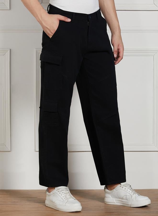 Dennis Lingo Men’s Relaxed Fit Black Cargo Trousers – Sleek and Functional  - Image 2