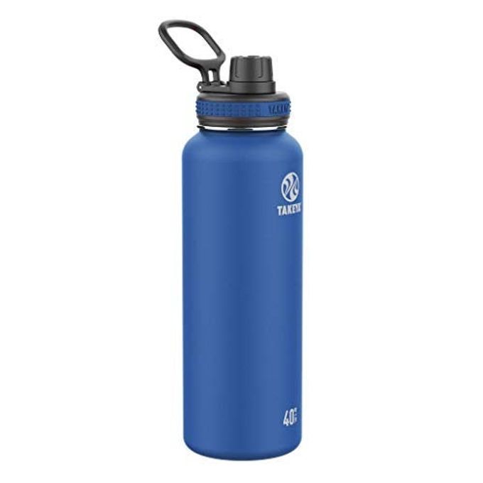 Takeya Originals 40 oz Vacuum Insulated Stainless Steel Water Bottle with Spout Lid, Navy - Image 1