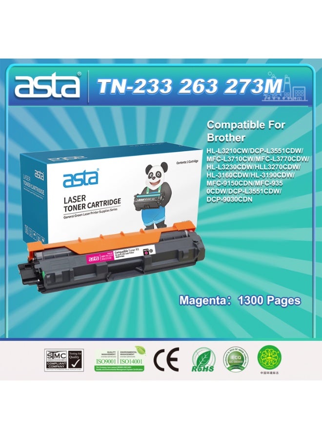 ASTA TN233 TN263 TN273 Magenta Toner Cartridge Universal Compatible For BROTHER LaserJet HL-L3210CW MFC-L3710CW MFC-L3770CDW HL-L3230CDW HL-L3270CDW HL-3160CDW HL-3190CDW MFC-9150CDN MFC-9350CDW DCP-L3551CDW DCP-9030CDN Printer TN-233 TN-263 TN-273 TN 233 263 273 Fast Simple Installation Compatibility Reliable - Image 1