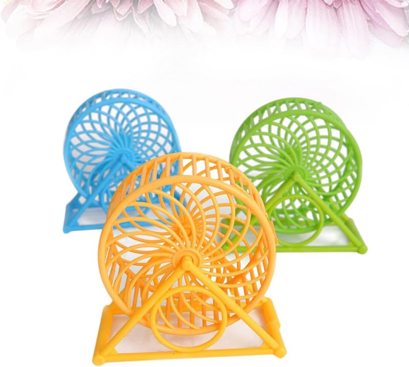 3pcs Hamster Wheel Set with Holder, Plastic Pet Exercise Running Wheels for Hamsters Small Animals, Suitable for Cage Play and Activity Random Color - Image 5
