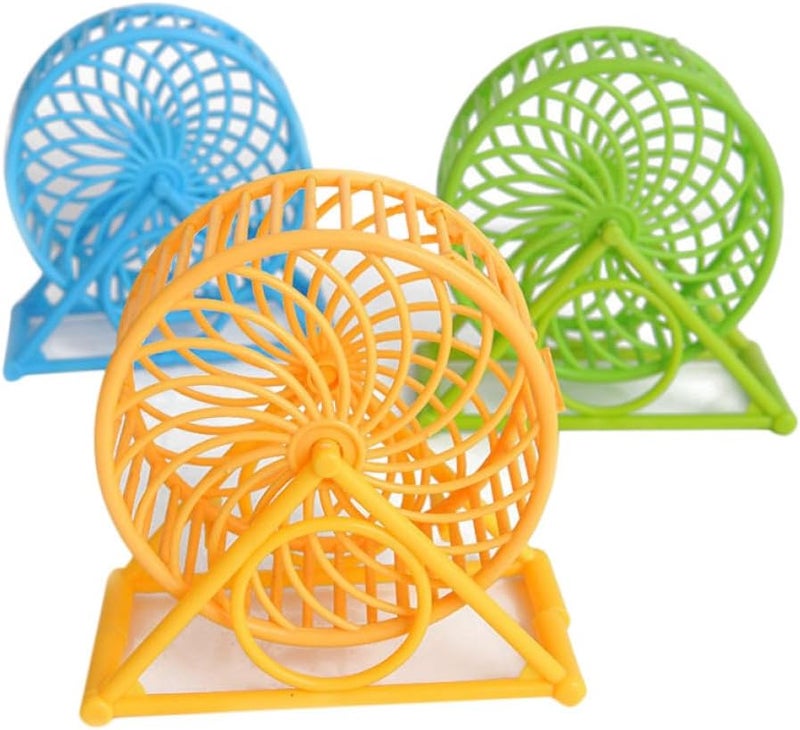 3pcs Hamster Wheel Set with Holder, Plastic Pet Exercise Running Wheels for Hamsters Small Animals, Suitable for Cage Play and Activity Random Color - Image 1