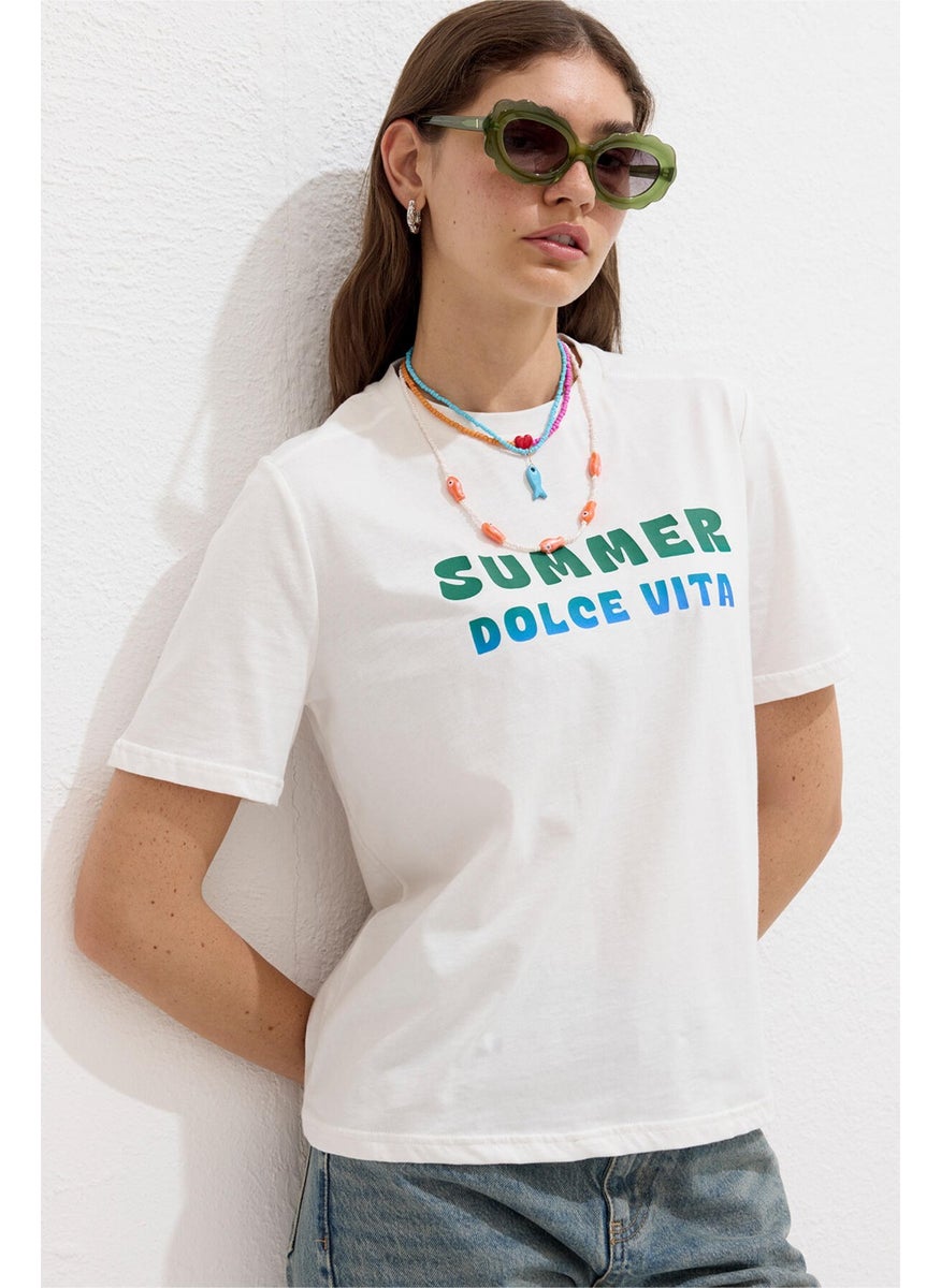 Manuka - Stitch Detail Printed T-shirt Dolce Vita - Image 1