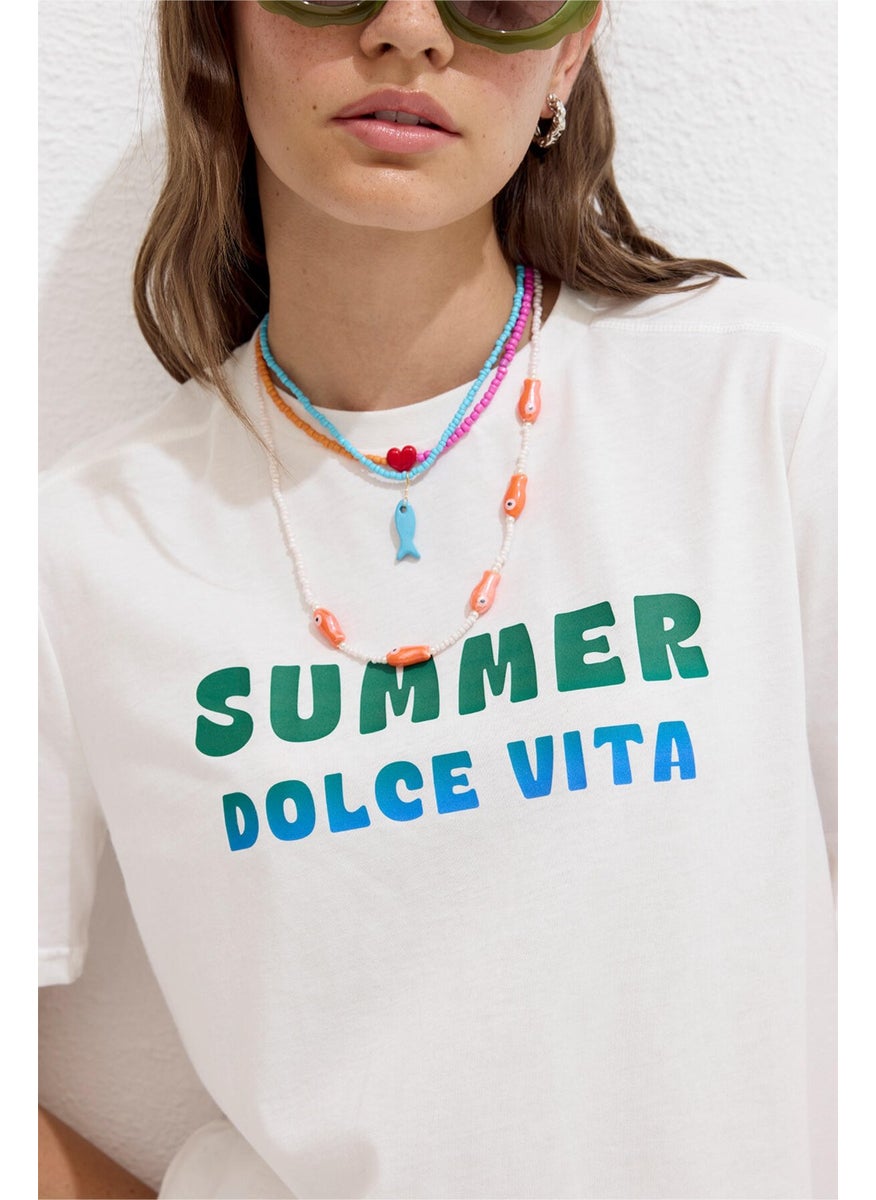 Manuka - Stitch Detail Printed T-shirt Dolce Vita - Image 1