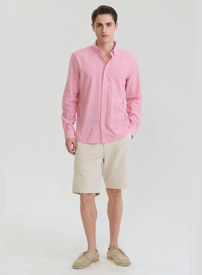 فيليكس هاردي Men's Cotton Linen Blend Long Sleeve Shirt