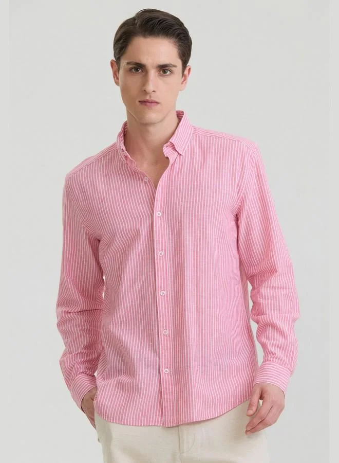 فيليكس هاردي Men's Cotton Linen Blend Long Sleeve Shirt