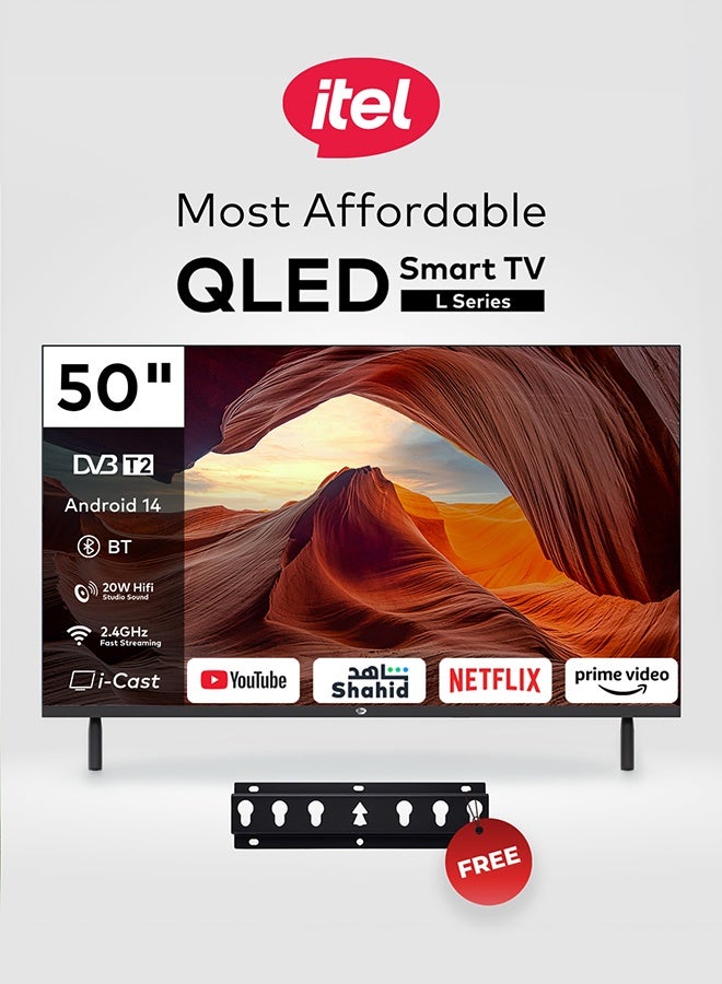 إيتيل تلفزيون ذكي QLED مقاس 50 بوصة بدقة FHD | تصميم بلاتيني معدني بدون إطار | واي فاي مدمج 2.4 جيجاهرتز | نطاق ألوان أوسع بنسبة 125% لتجربة سينمائية مذهلة | اتصال سهل عبر نظام أندرويد | يدعم تطبيقات YouTube وNetflix وPrime Video | معدل تحديث 60 هرتز | ضمان لمدة سنتين L5060N اسود - Image 1