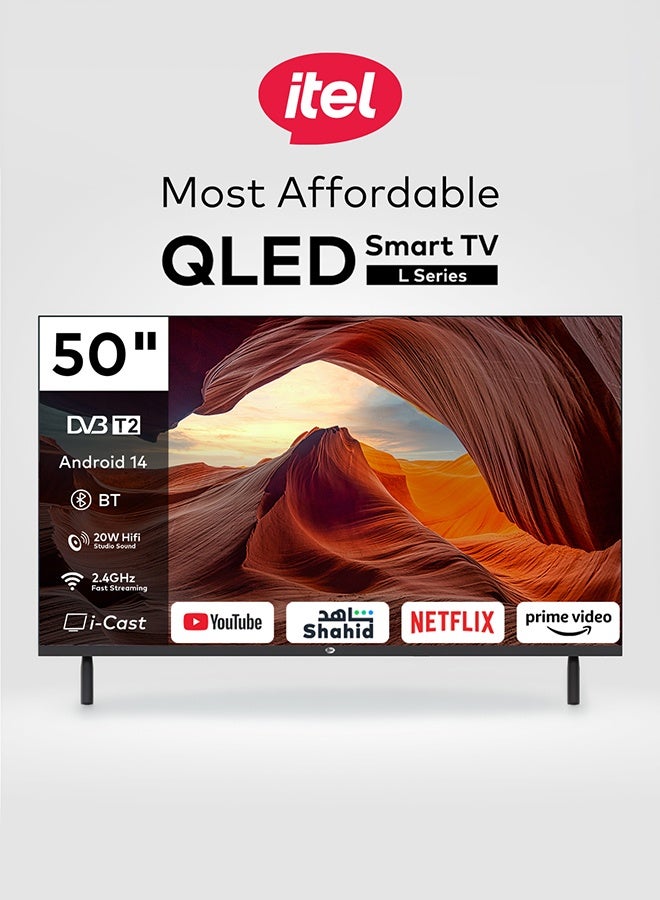 إيتيل تلفزيون ذكي QLED مقاس 50 بوصة بدقة FHD | تصميم بلاتيني معدني بدون إطار | واي فاي مدمج 2.4 جيجاهرتز | نطاق ألوان أوسع بنسبة 125% لتجربة سينمائية مذهلة | اتصال سهل عبر نظام أندرويد | يدعم تطبيقات YouTube وNetflix وPrime Video | معدل تحديث 60 هرتز | ضمان لمدة سنتين L5060N اسود - Image 2