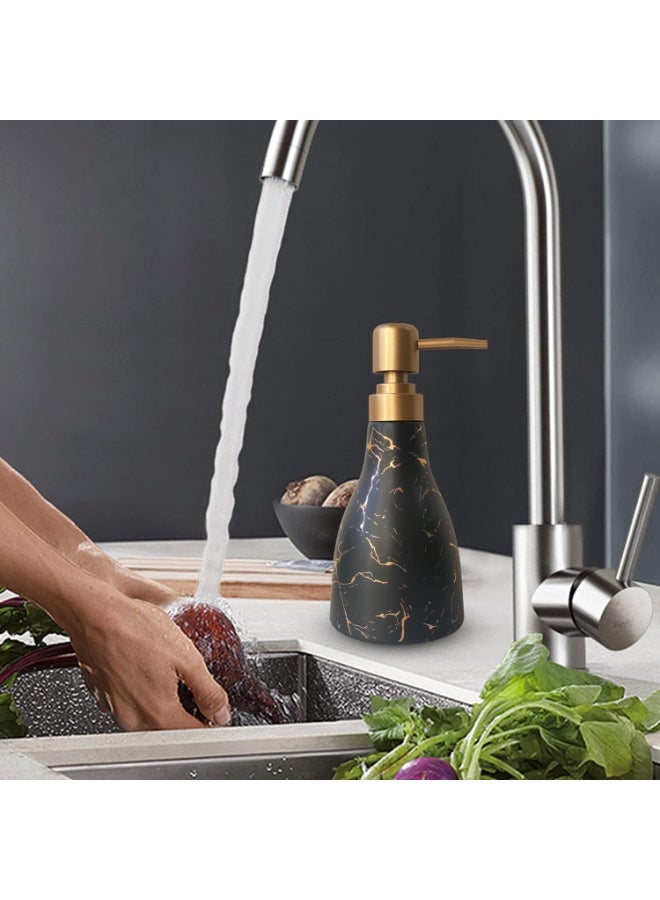 تشيندا موزع صابون سيراميك بنمط رخام - موزع حمام ومطبخ أسود - زجاجة مضخة معقم اليدين السائل - Image 2