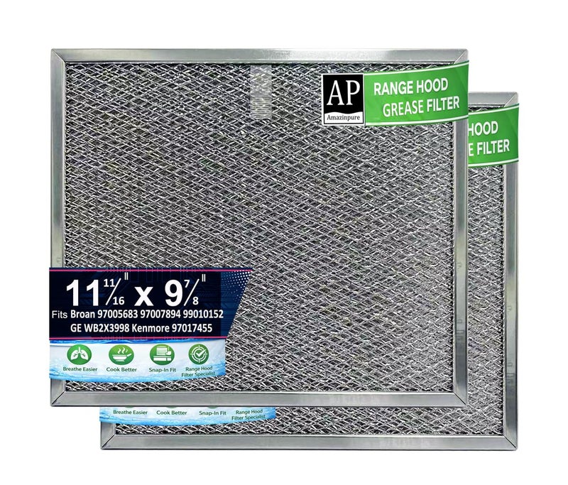 Amazinpure 2X 97005683 Kitchen Range Hood Vent Filter Compatible with Broan RP AP Nutone NSP GE WB2X3998 Kenmore 97007894 99010152 97017455 990721040B BPRPFA 978 x 111116 x 38 inches - Image 2