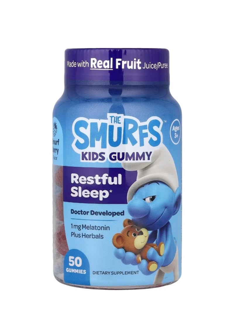 THE SMURFS Kids Gummy Restful Sleep Ages 3+ Smurf Berry 50 Gummies - Image 1
