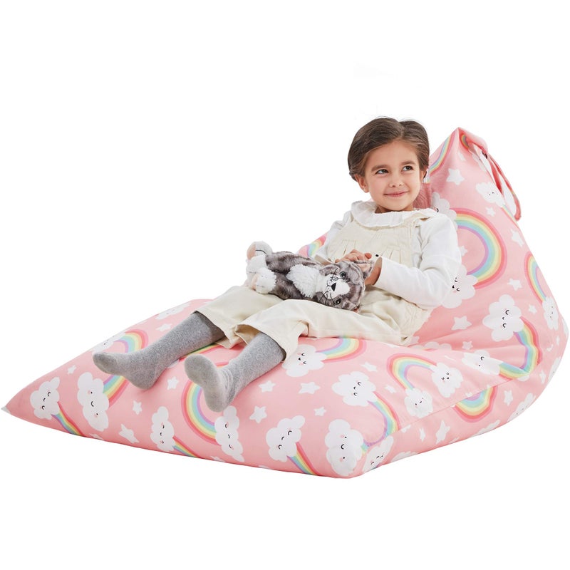 Nobildonna Stuffed Animal Storage Bean Bag Chair Cover Only for Kids and Adults Extra Large Beanbag Without Filling Plush Toys Holder and Organizer Premium Canvas 250L Pink
