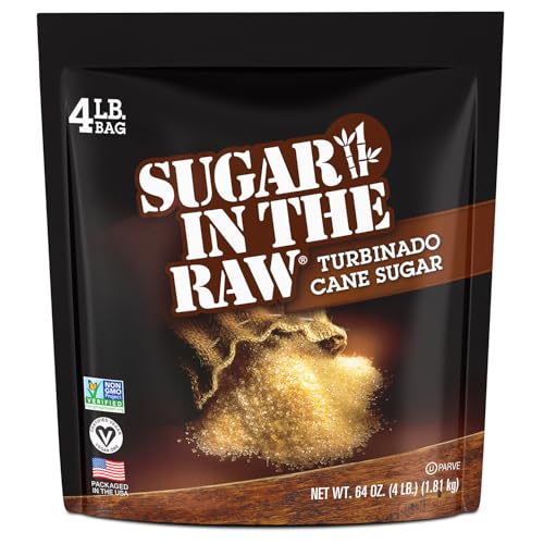 IN THE RAW Sugar In The Raw Granulated Turbinado Cane Sugar, No erythritol, Pure Natural Sweetener, Hot & Cold Drinks, Coffee, Cooking, Baking, Vegan, Gluten-Free, Non-GMO, Bulk Sugar, 4lb Bag (1-Pack) - Image 1
