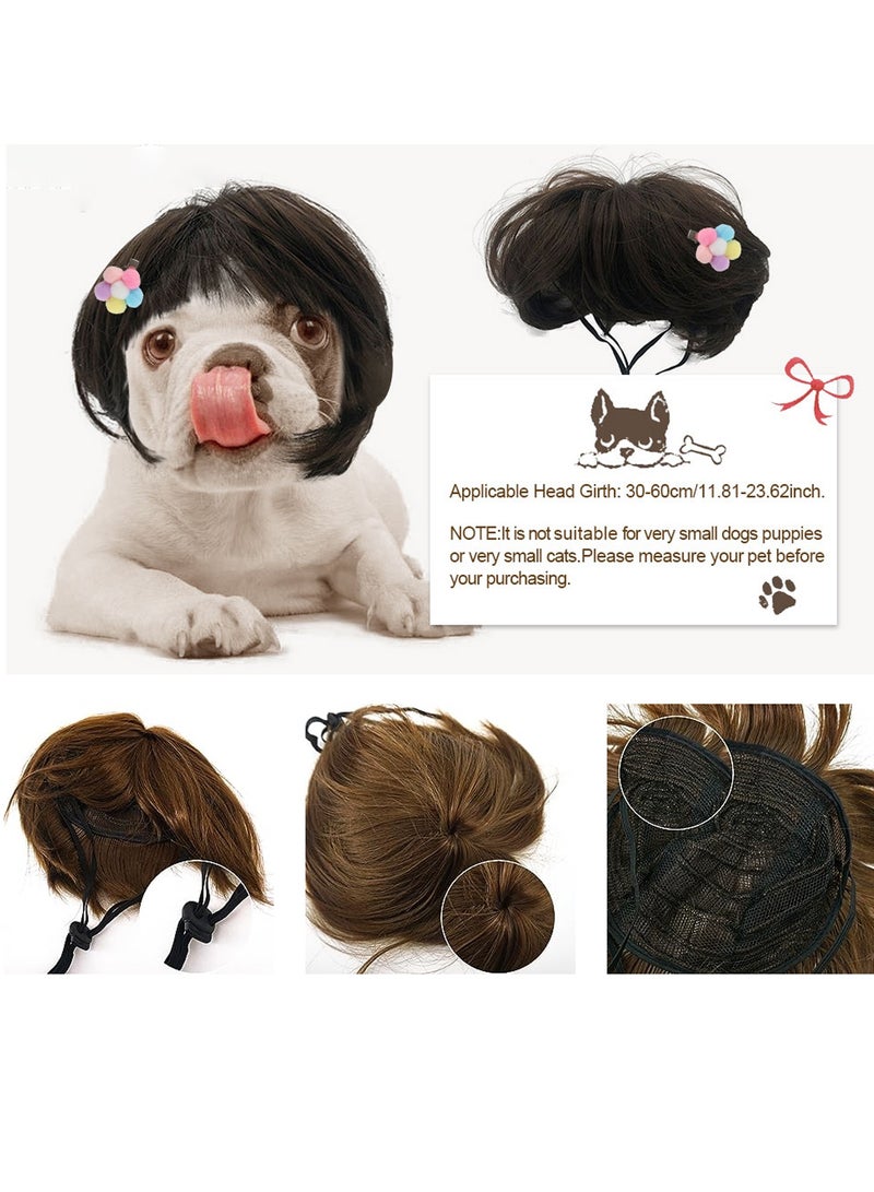 Dog Wig Costume Suitable for Small and Medium-Sized Dogs, Wig Can Be Trimmed, Pet Cosplay Cat Decoration - Image 5