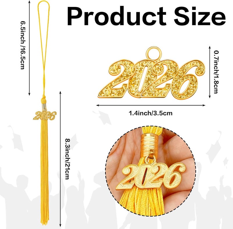 RHOttbiy 2026 Graduation Tassel, 2026 Tassel Graduation, 2026 Tassels for Graduations Cap with 2026 Year Gold Charms for Graduate Cap, Gold Graduations Tassels for Class of 2026 Grad Ceremonies Accessories - Image 3