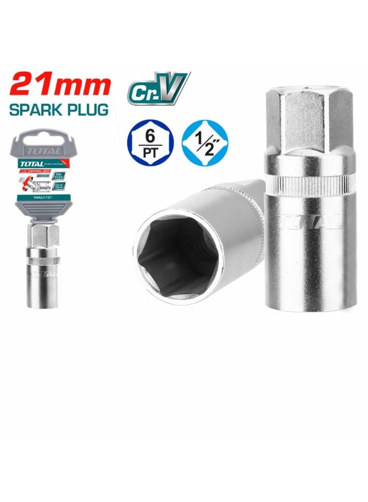 TOTAL Spark Plug Socket 1/2" – 21 mm THSPS12216 Heavy-Duty Tool for Automotive, Engine, and Mechanical Maintenance - Image 1