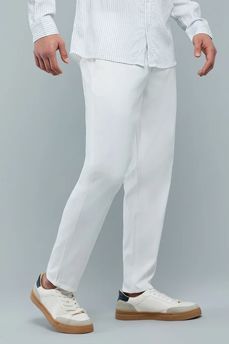 أر أند بي Solid Slim Fit Pants with Button Closure