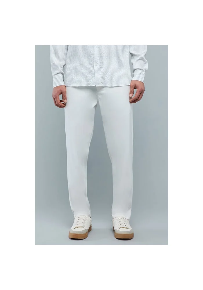 Solid Slim Fit Pants with Button Closure
