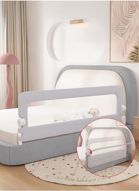 Adjustable Foldable Baby Safety Bed Rail Guard with Quick Release Button Swing Down Adjustable Height Easy to Install Fit Full-Size Single Bed Double Bed King Queen Mattress,Grey
