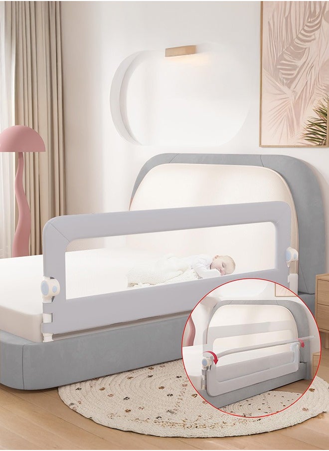 XiuWoo Adjustable Foldable Baby Safety Bed Rail Guard with Quick Release Button Swing Down Adjustable Height Easy to Install Fit Full-Size Single Bed Double Bed King Queen Mattress,Grey  - Image 1