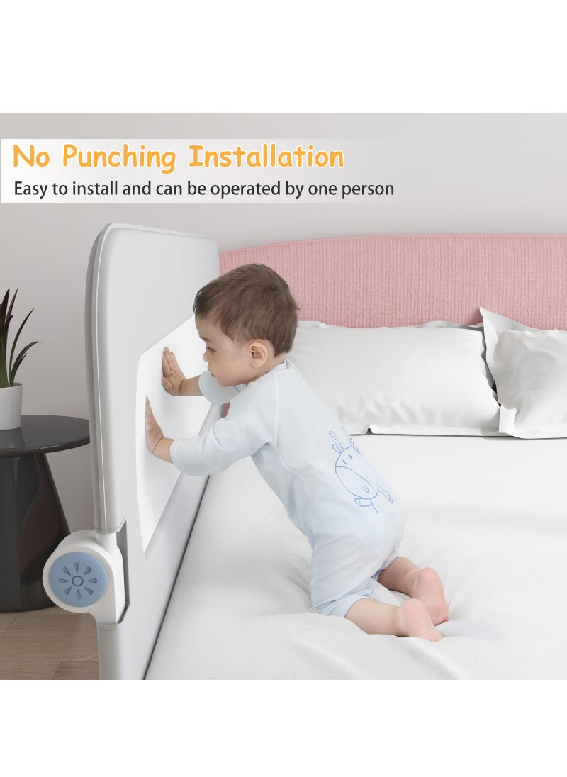XiuWoo Adjustable Foldable Baby Safety Bed Rail Guard with Quick Release Button Swing Down Adjustable Height Easy to Install Fit Full-Size Single Bed Double Bed King Queen Mattress,Grey  - Image 4